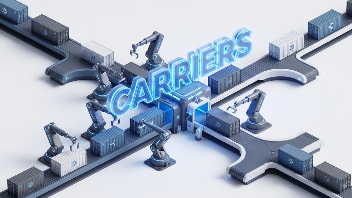 Robotic sorting center managing international carriers.