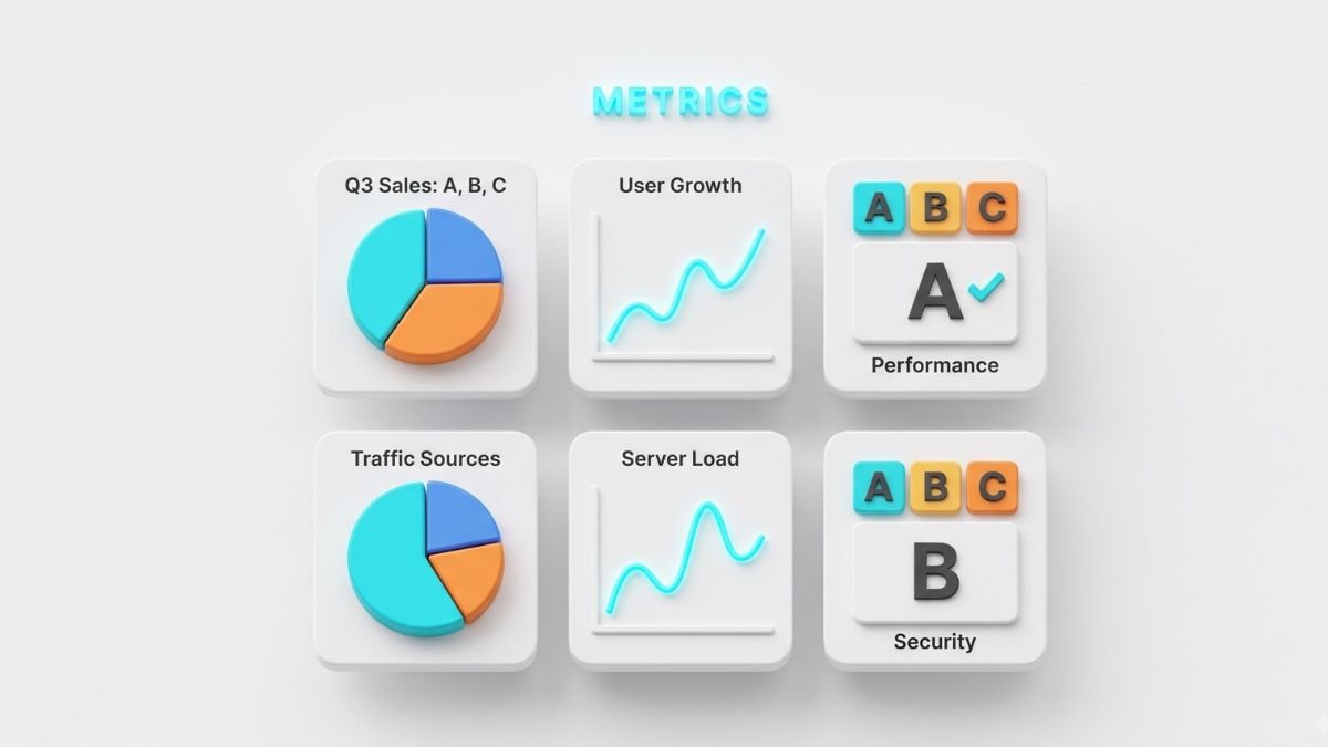 3D data widgets showing different Shopify inventory metrics.