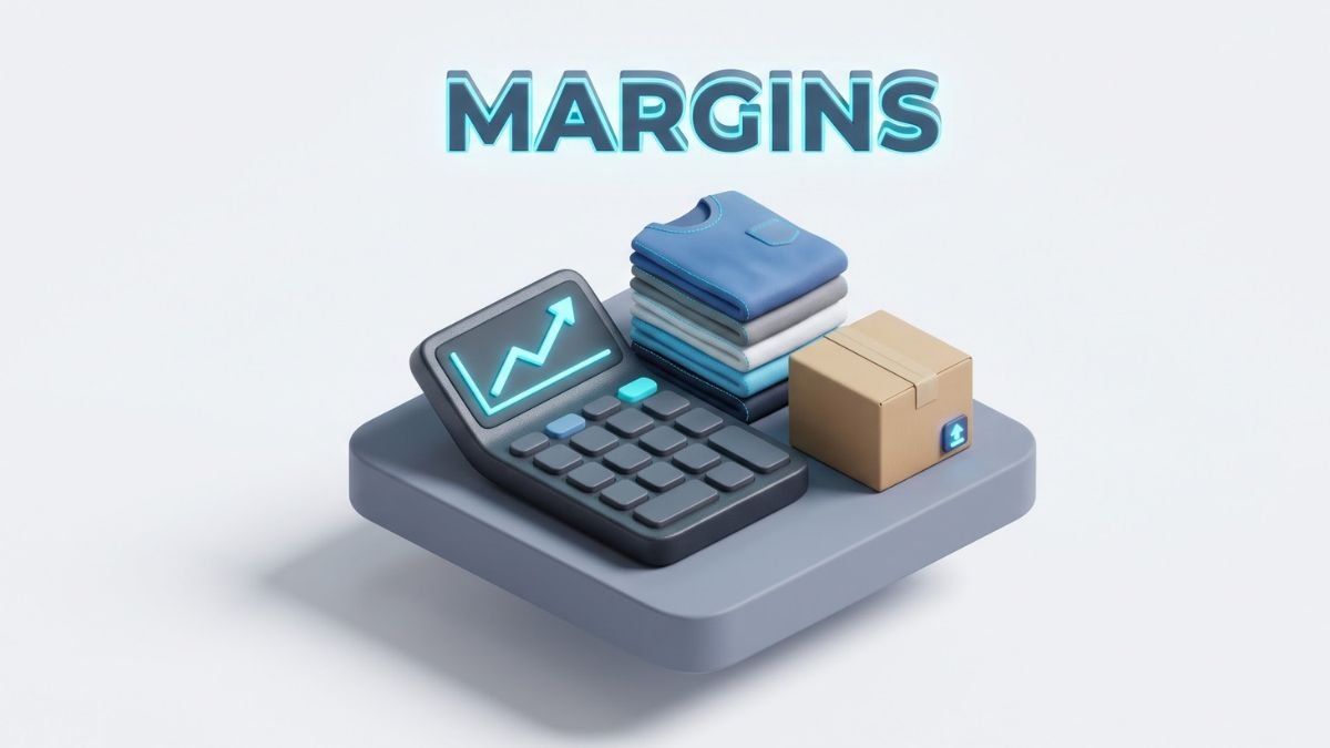 3D digital calculator and profit chart for Print on Demand margins.