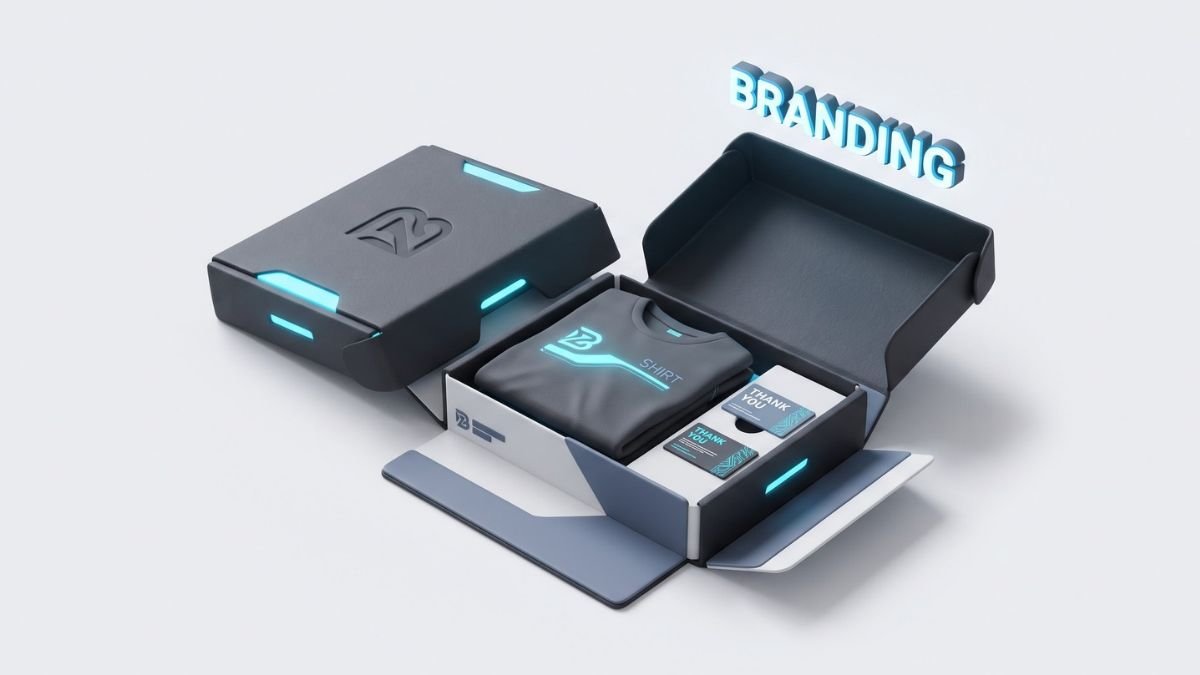 3D illustration of a premium custom branded shipping box and pack-in inserts.