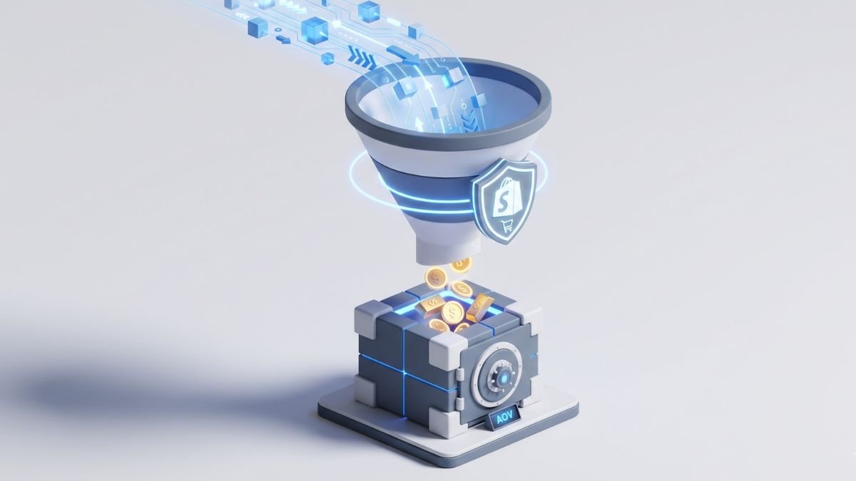 3D digital funnel representing a high-converting micro-niche Shopify store